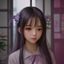 插画创作者用户头像，女性，短发，背景为绘画工作台
