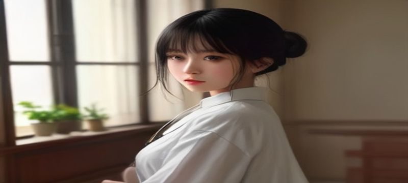清纯白丝美女在明亮室内场景中的写真拍摄，白色丝袜搭配浅色服装，柔和自然光线，整体气质清新淡雅
