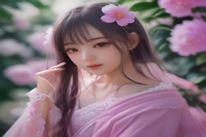 甜系二次元白丝美女插画，粉色短发搭配蝴蝶结与白色连裤袜，背景为糖果色甜品店场景